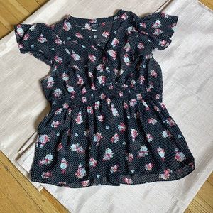 Torrid Floral Blouse With Polka dots Size 0